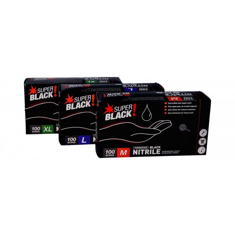 Gants jetables nitrile noir Premium, EN 420, EN 374, Nitrile, noir