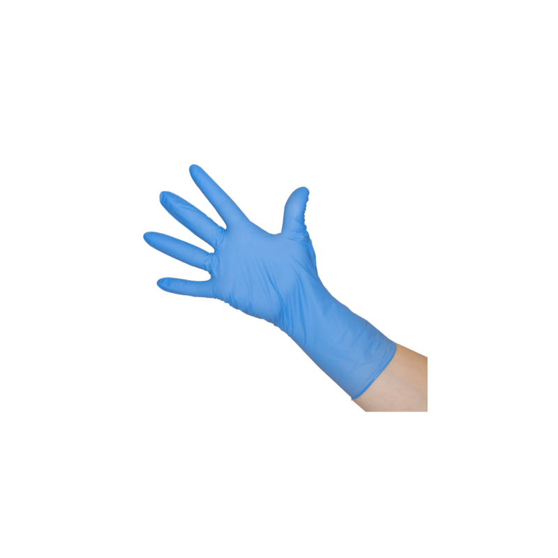 100 gants nitrile bleu - Taille XL, jetables, non poudrés, bords