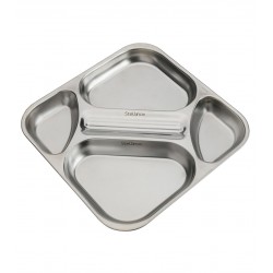 Plateau repas 4 compartiments en inox 18/10 satiné